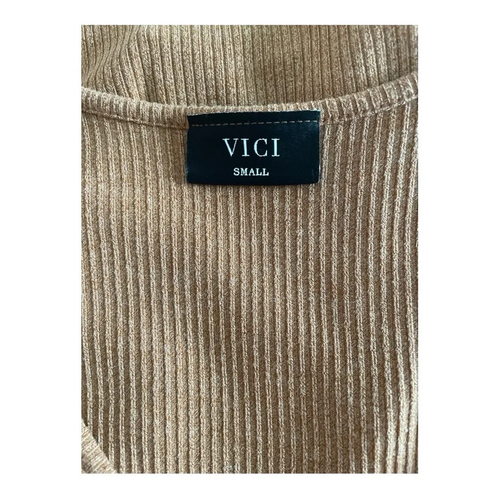 VICI Brown Ribbed Knit Short Sleeve Romper | Casual Drawstring Waist One-Piece